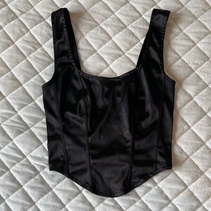 H&M Divided Black Satin Corset Top